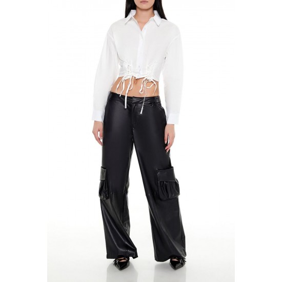 Cropped Lace-Up Shirt