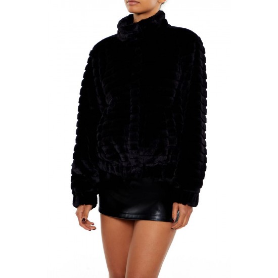 Quilted Faux Fur Bomber Jacket Quilted Faux Fur Bomber Jacket