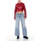 Two-Tone Cropped Moto Jacket