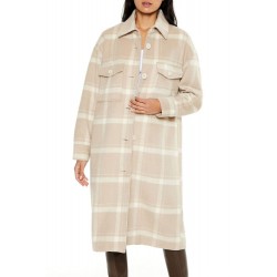 Plaid Drop-Sleeve Trench Coat