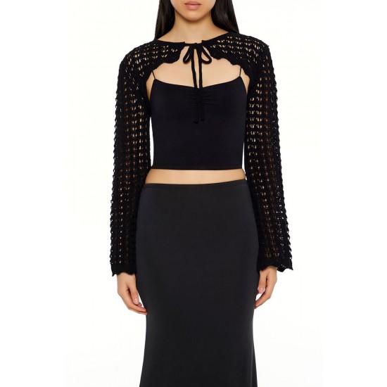 Crochet Tie-Front Shrug Sweater