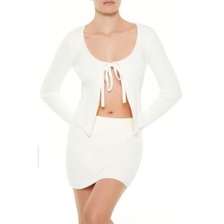 Fuzzy Tie-Front Cardigan Sweater